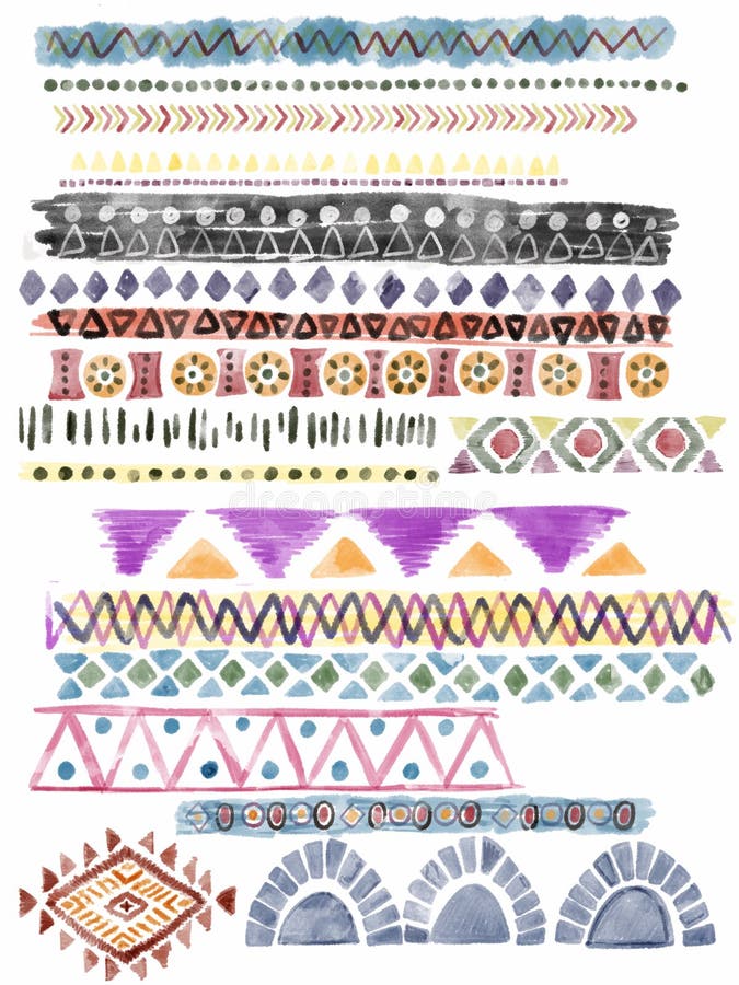 Ethnic afrcan seamless pattern Horizontal stripes multicolor element isolated digital clipart vector illustration.