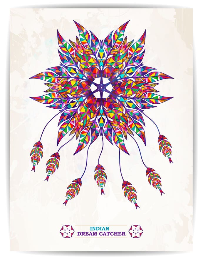 Ethnic background with abstract feathers design. Vector Dream Catcher. EPS10