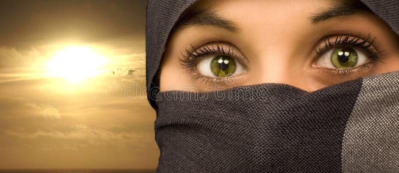 Ethnic beautiful green eyes woman