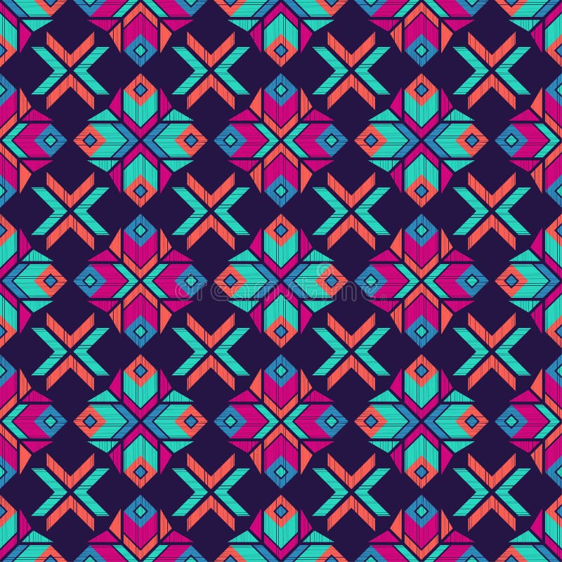 Tribal Folk Aztec Geometric Pattern in Circle Stock Illustration ...