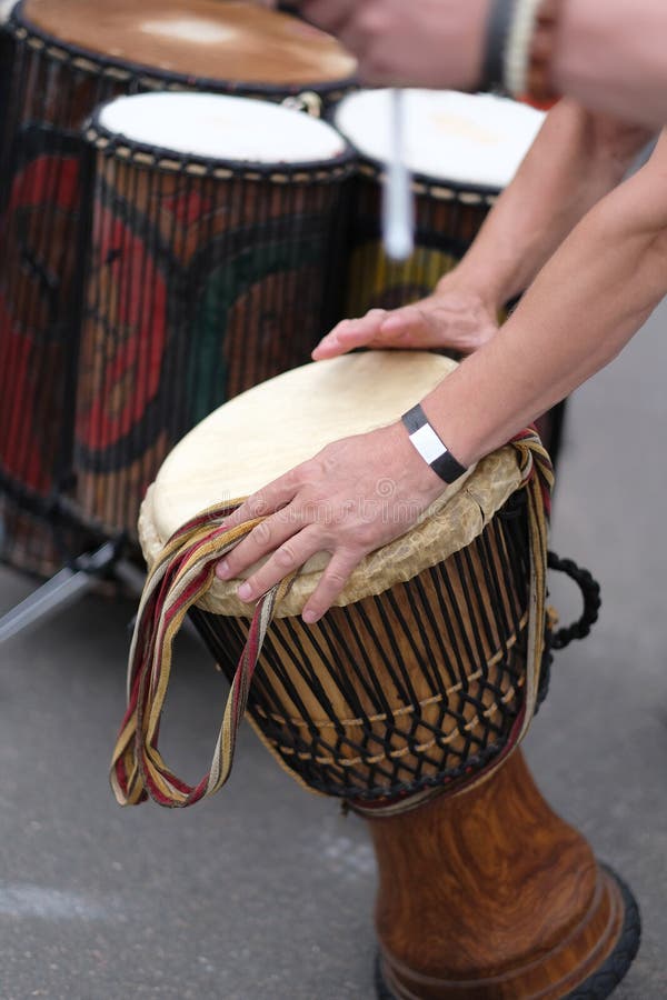 Ethnic Drum in the Hands of a Musician Stock Image Image of summit