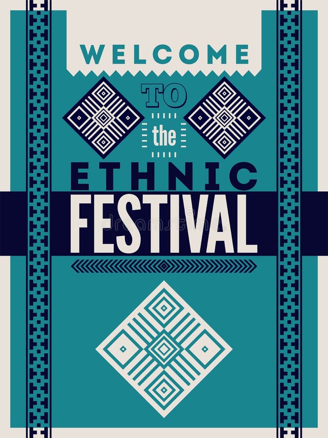 Ethnic Festival Poster. Typographical Design with Folk Pattern Ornament