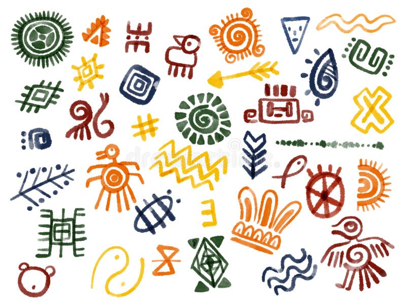 Ethnic folk indian african zigzag Horizontal stripes symbol multicolor element isolated digital clipart vector illustration