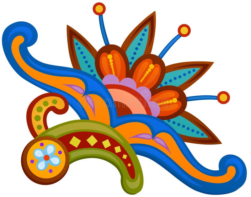 Ethnic ornamented multicolor element of pattern stock illustration