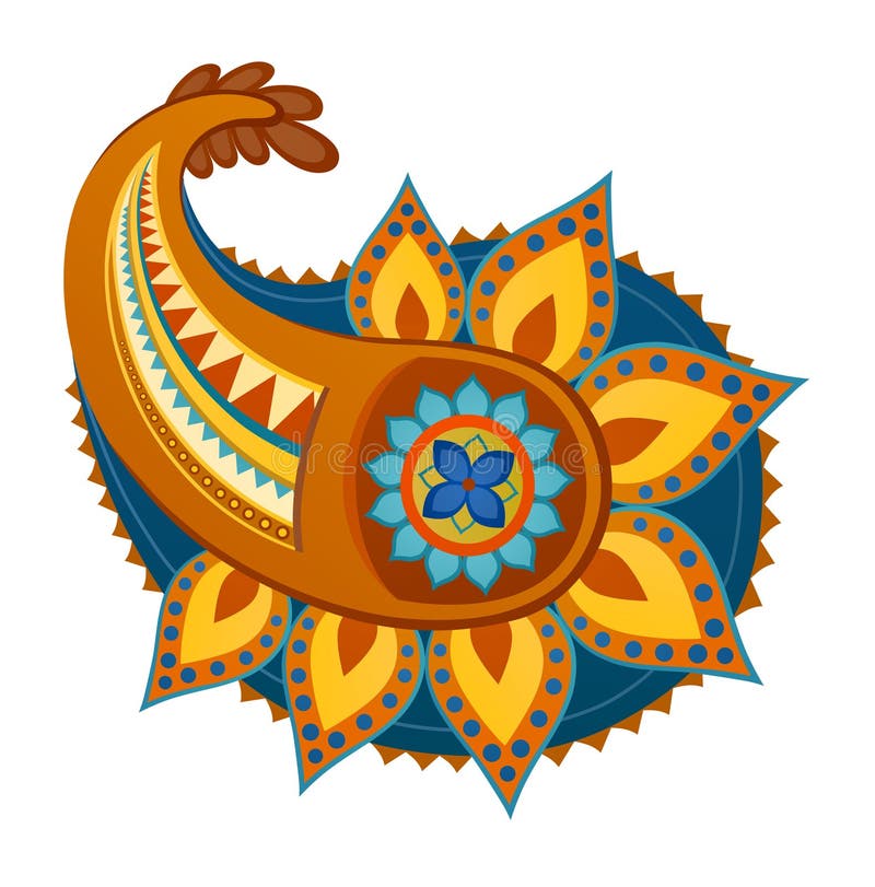 Ethnic ornamented multicolor element of pattern vector illustration
