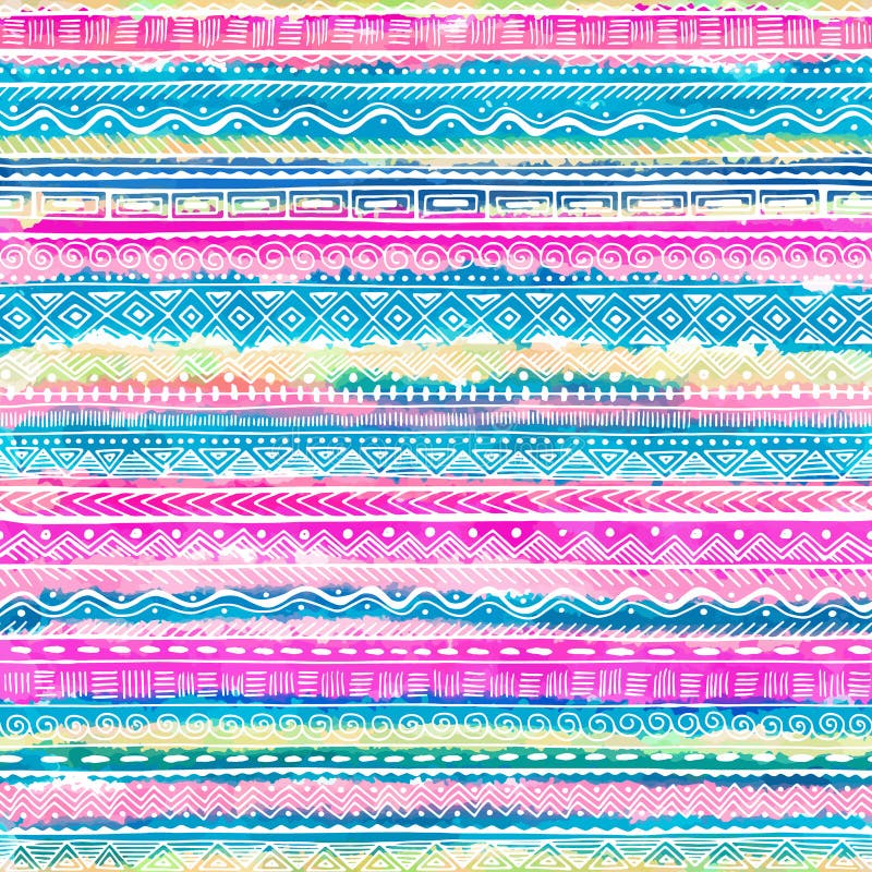 Tribal Seamless Pattern, Aztec Pink and Green Background Stock Vector ...