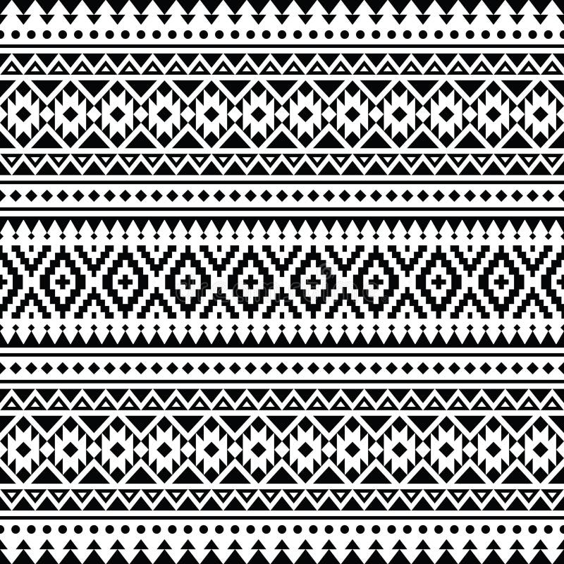 Aztec Tribal Geometric Vector Background in Black and White Colors ...