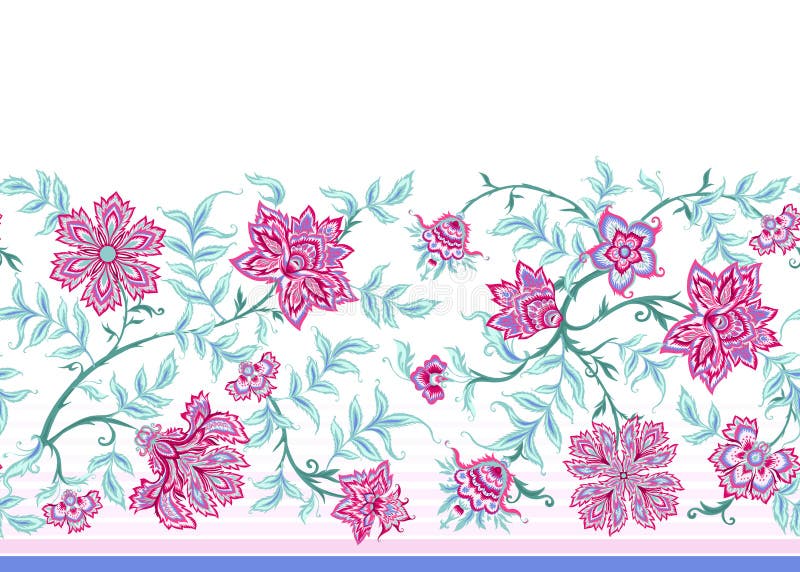 Ethnic seamless pattern in kalamkari style royalty free illustration