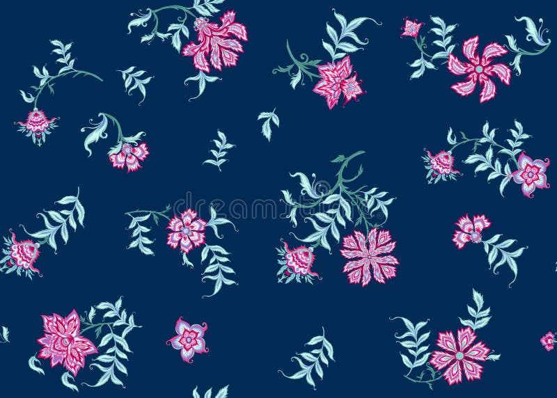 Ethnic seamless pattern in kalamkari style stock illustration