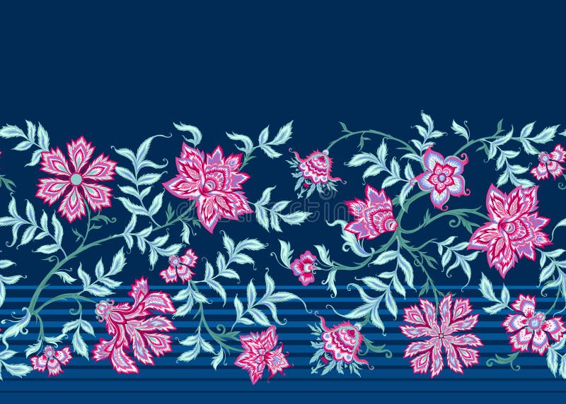 Ethnic seamless pattern in kalamkari style vector illustration