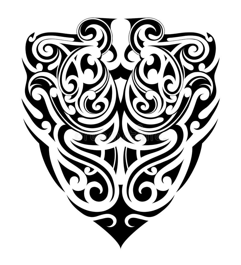 Maori Chest Tattoo. Set of Labels and Elements. Vector Set Illustration ...