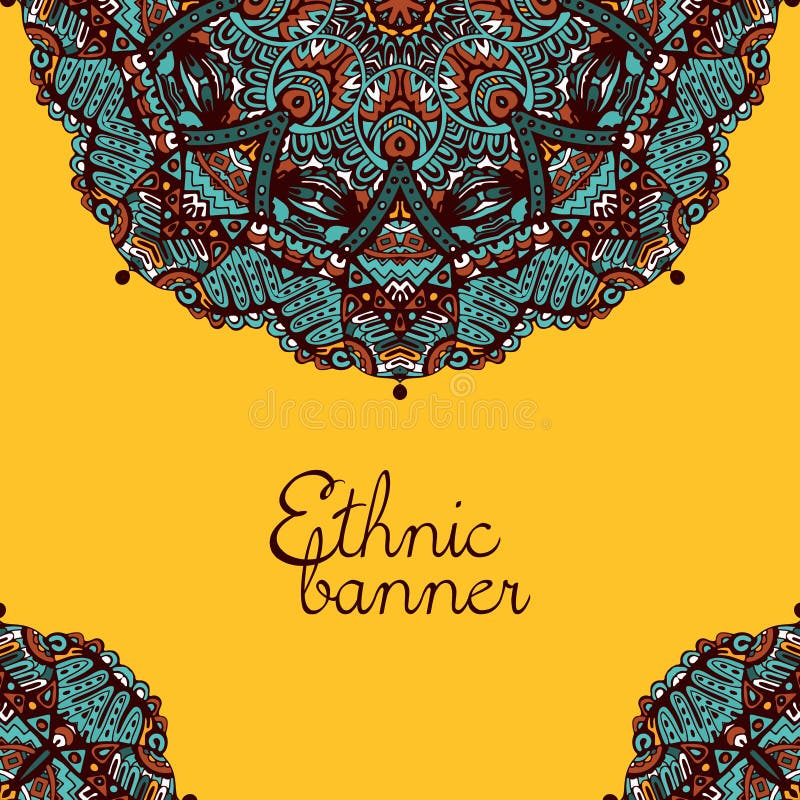 Ethnic tribal mandala pattern banner