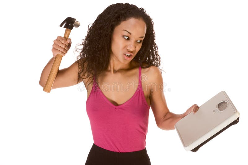 Ethnic woman frustrated by results of her diet stock photography