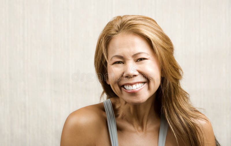 Ethnic woman on white print background