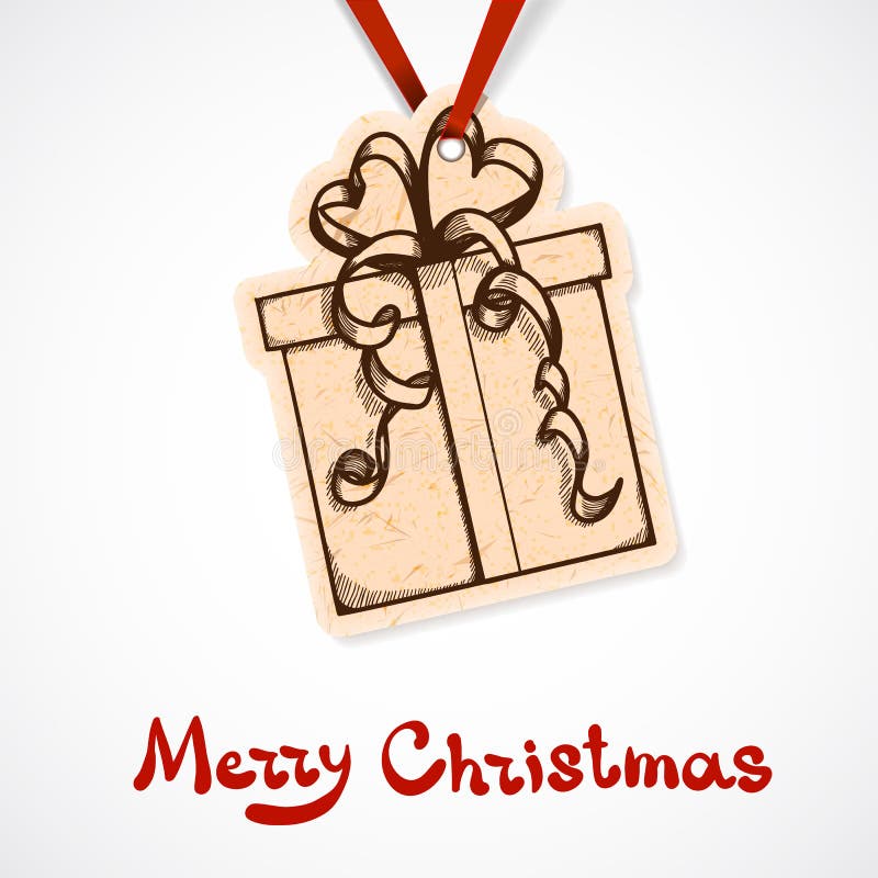 Etichetta attuale della carta della scatola. Natale e nuovo anno illustrazione vettoriale Etichetta attuale della carta della scatola. Natale e nuovo anno illustrazione vettoriale