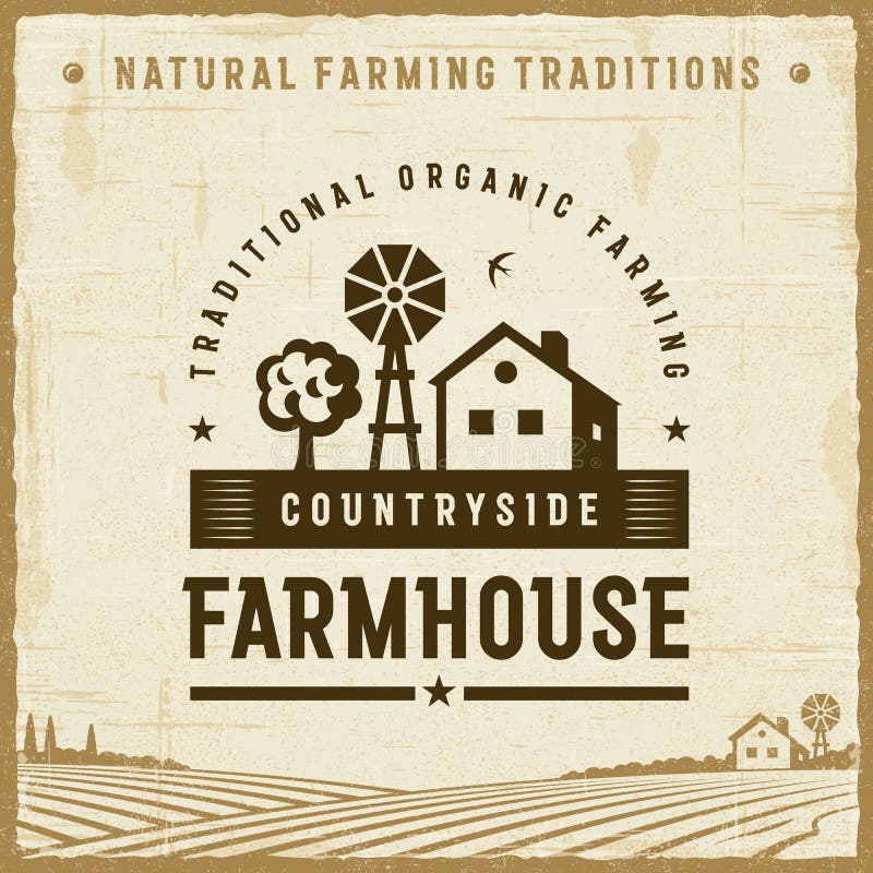Vintage countryside farmhouse label in retro woodcut style. Editable EPS10 vector illustration with clipping mask and transparency. Vintage countryside farmhouse label in retro woodcut style. Editable EPS10 vector illustration with clipping mask and transparency.