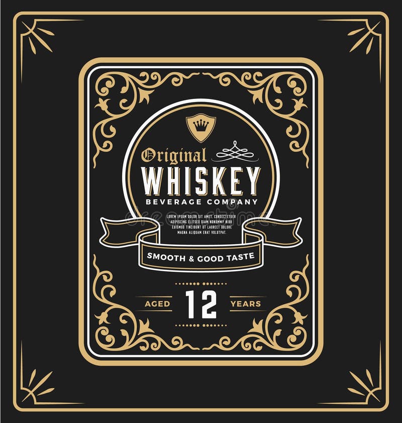 Etichetta d'annata della struttura per la bevanda e del whiskey