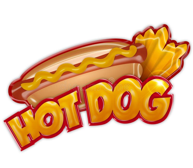 Hot dog label isolated on white background. Hot dog label isolated on white background