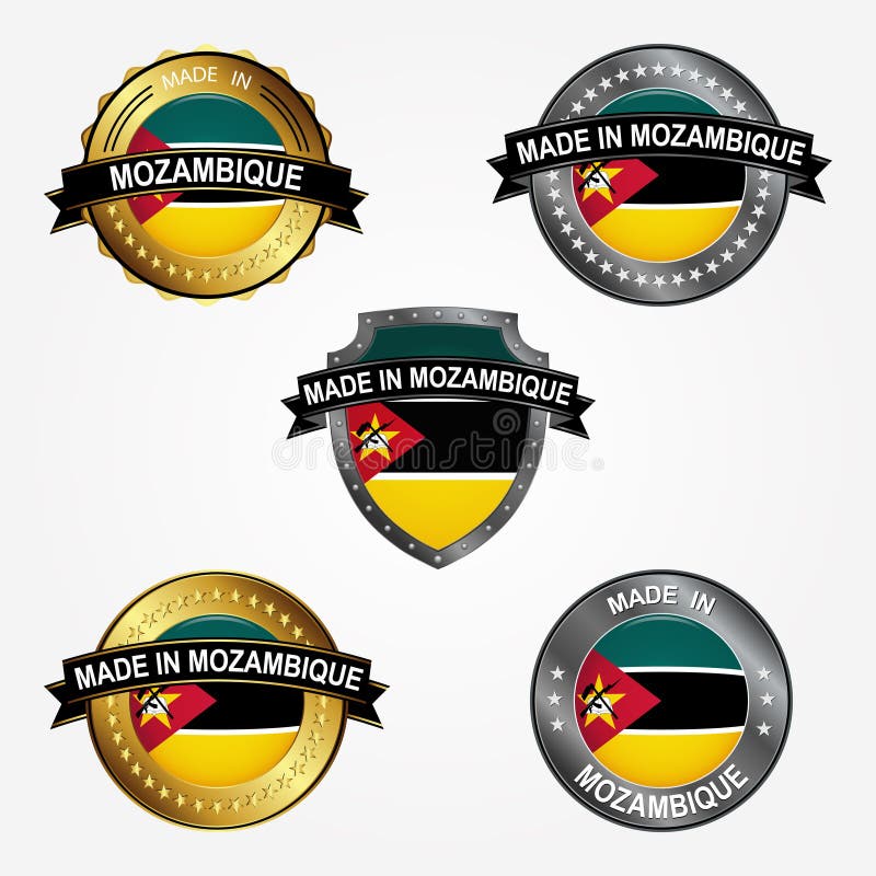 Etichetta di progettazione del fatto di nel Mozambico Illustrazione di vettore royalty illustrazione gratis