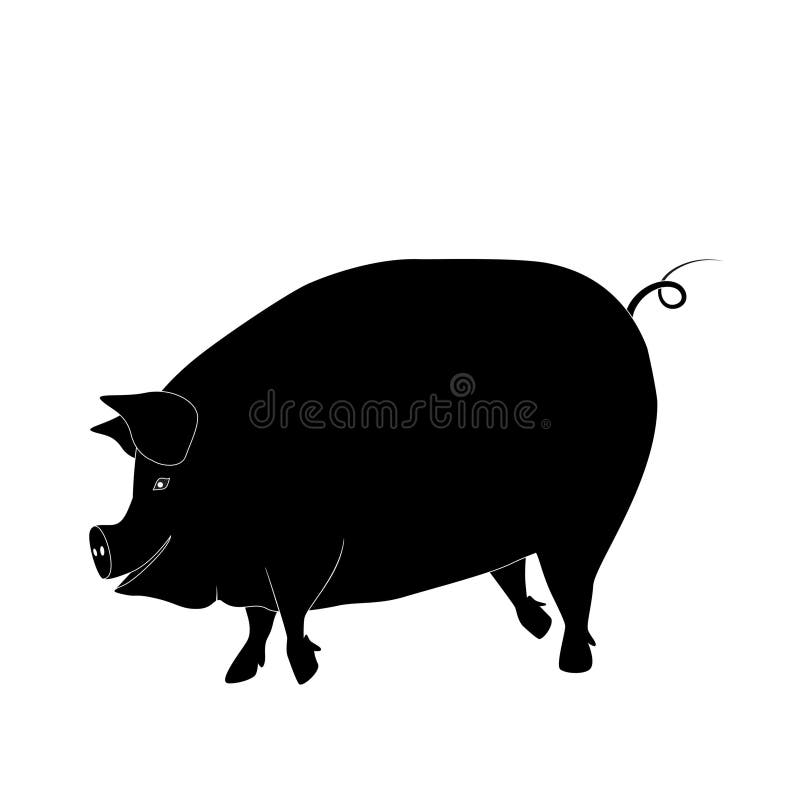 Etichetta grafica di suino con etichetta di carne di maiale/vettoriale di animali illustrazione di stock