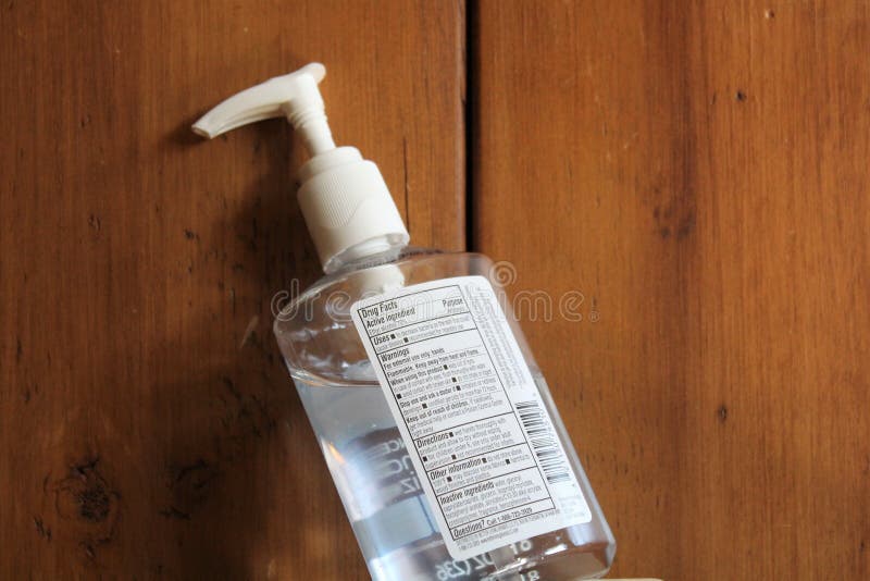 Etichetta posteriore della bottiglia di igiene manuale