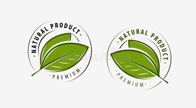 Etichetta prodotto naturale Simbolo della foglia o illustrazione del vettore del logo