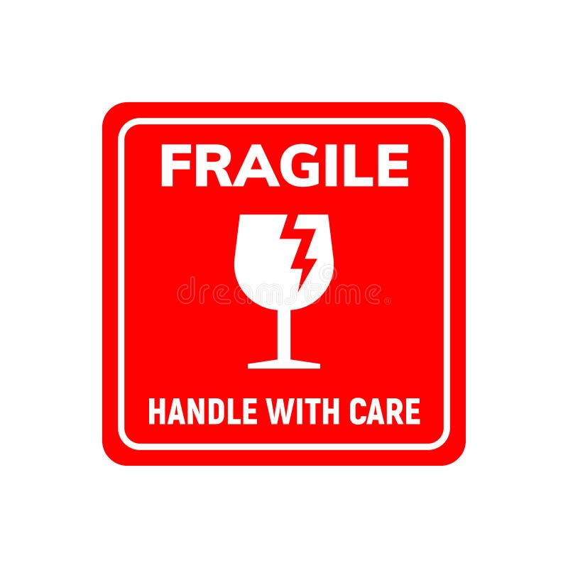 Fragile sticker care handle vector label. Glass fragile alert icon. Fragile sticker care handle vector label. Glass fragile alert icon.