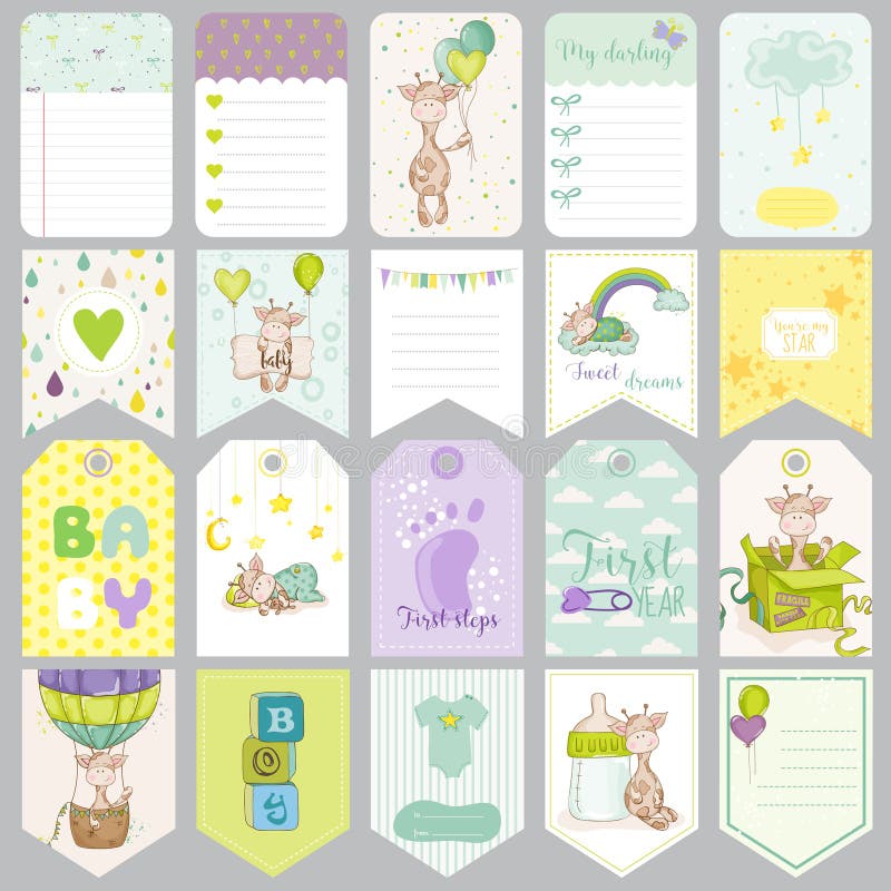 Etichette del neonato Insegne del bambino Etichette dell'album per ritagli Carte sveglie royalty illustrazione gratis Etichette del neonato Insegne del bambino Etichette dell'album per ritagli Carte sveglie royalty illustrazione gratis