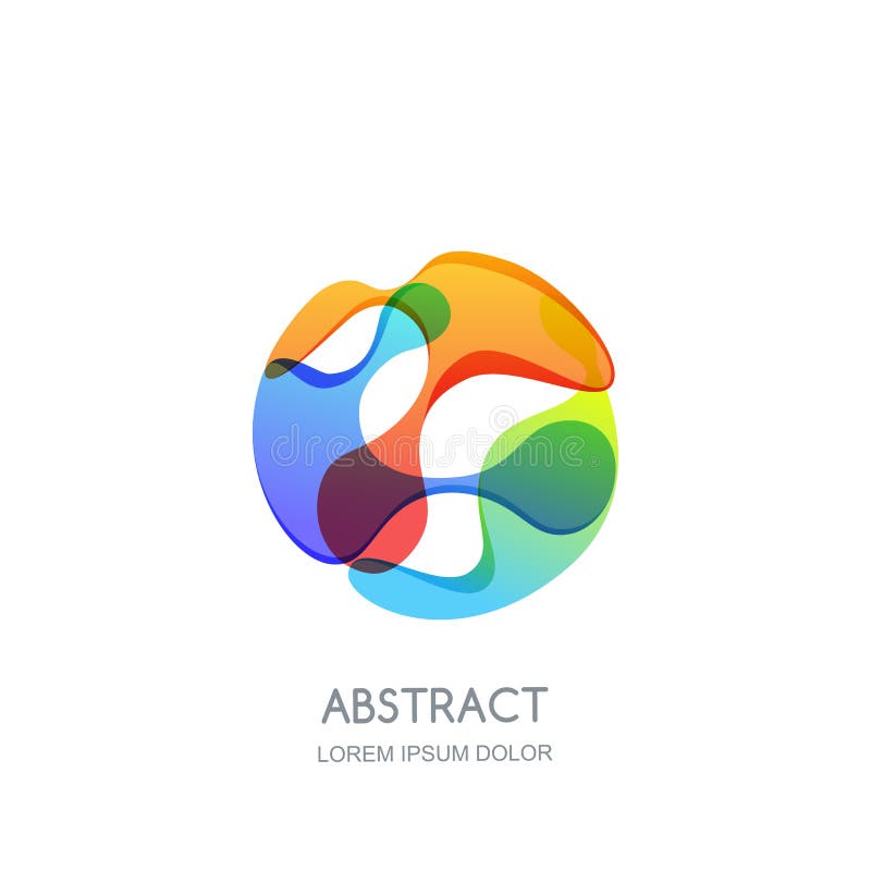 Etichetă siglă pentru cerc abstract sau model emblematic. pictograma gradient vibrator vectorial. formă sferă 3d fluidă vector illustration