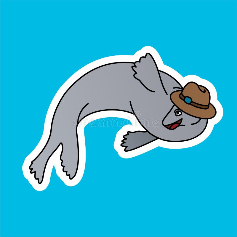 Das ist mein neuer Entwurf über Tier, und ich hoffe, dass Sie es Mit tittle: Etikett der Verschließung trägt eine schwimmende Kappe dem Wellenartig bewegen Karikatur, netter witziger Charakter, ebenerdiger Design