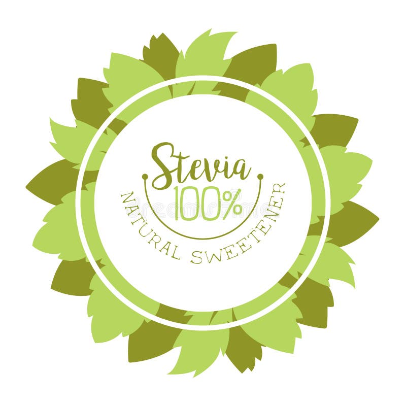 Etikett eller symbol för naturlig ekologisk stevia-vektor royaltyfri illustrationer