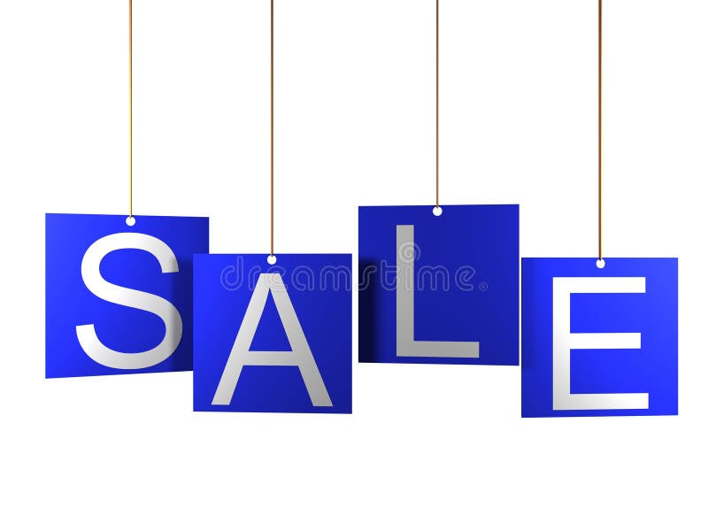 Etiqueta de la venta en etiquetas azules de la ejecución stock de ilustración Etiqueta de la venta en etiquetas azules de la ejecución stock de ilustración