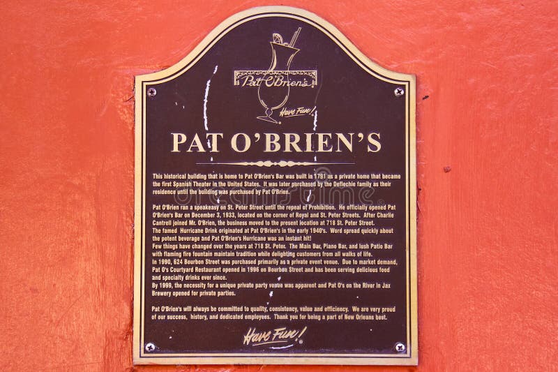 Etiqueta de plástico histórica de OBriens de la palmadita de New Orleans foto de archivo Etiqueta de plástico histórica de OBriens de la palmadita de New Orleans foto de archivo