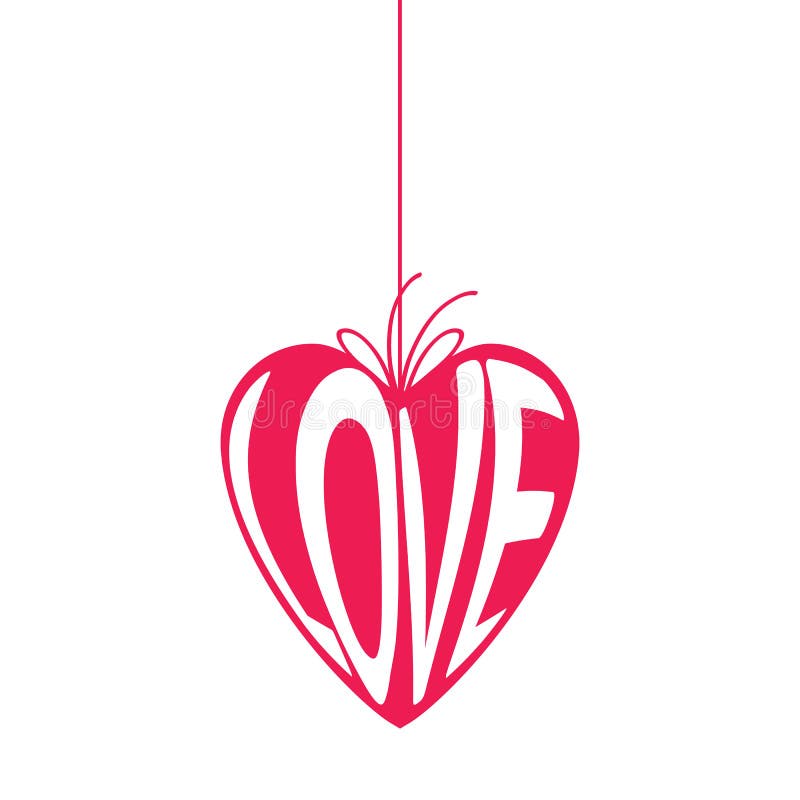 Etiqueta do cair da forma do coração com amor da palavra ilustração stock Etiqueta do cair da forma do coração com amor da palavra ilustração stock