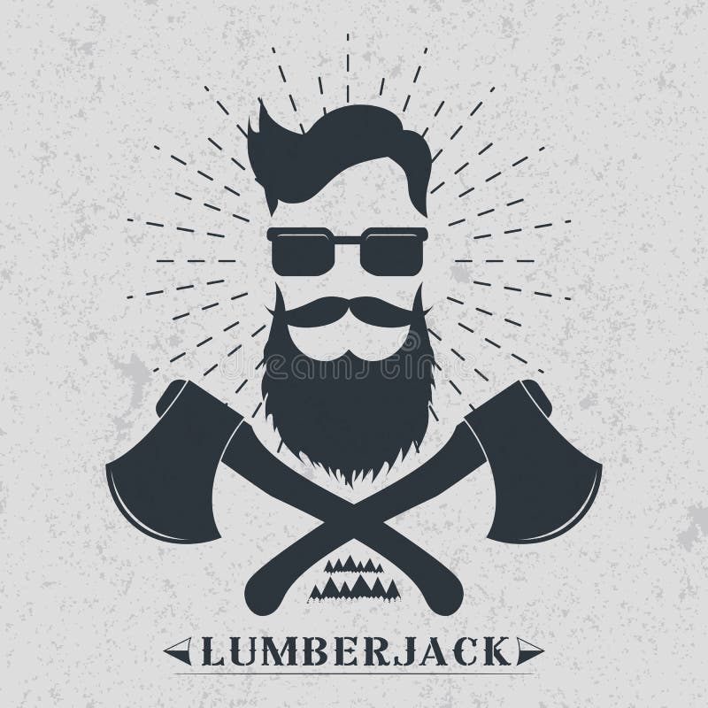 Etiqueta do lenhador, logotipo, ilustração do vetor do projeto do t-shirt ilustração royalty free Etiqueta do lenhador, logotipo, ilustração do vetor do projeto do t-shirt ilustração royalty free