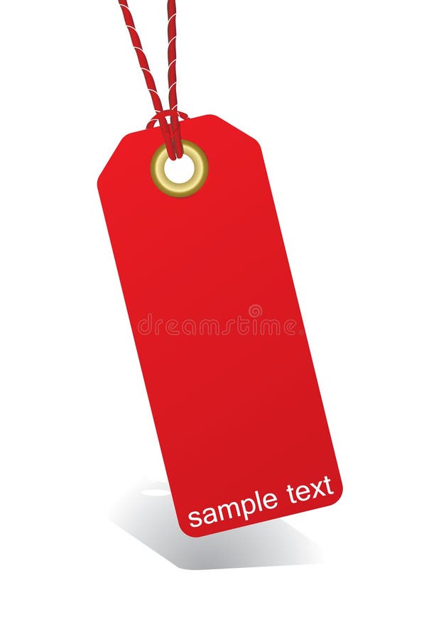 Etiqueta o etiqueta engomada roja atada Etiqueta o etiqueta engomada roja atada