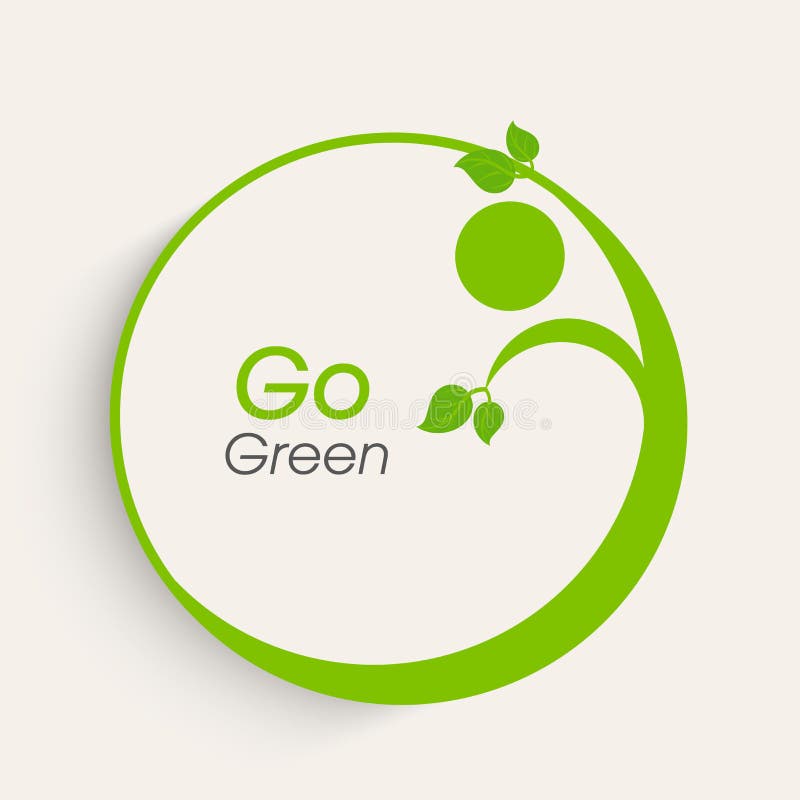 Sticker or label design with Go Green text and leaves on white background for Save Nature purpose. Sticker or label design with Go Green text and leaves on white background for Save Nature purpose.