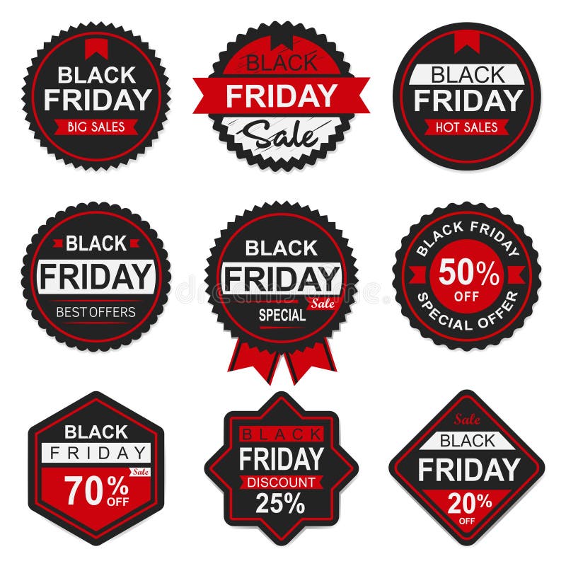 Etiqueta y etiqueta negras de la venta de viernes stock de ilustración Etiqueta y etiqueta negras de la venta de viernes stock de ilustración