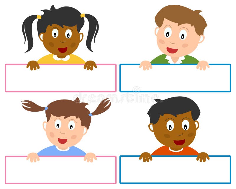 Etiquetas conocidas para los niños ilustración del vector Etiquetas conocidas para los niños ilustración del vector