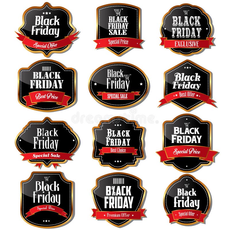 Etiquetas da venda de Black Friday ilustração stock Etiquetas da venda de Black Friday ilustração stock