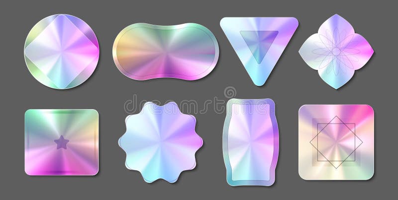 Etiquetas de holograma establecen formas de degradado libre illustration