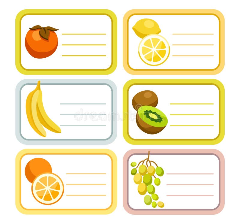 Etiquetas de la fruta stock de ilustración Etiquetas de la fruta stock de ilustración