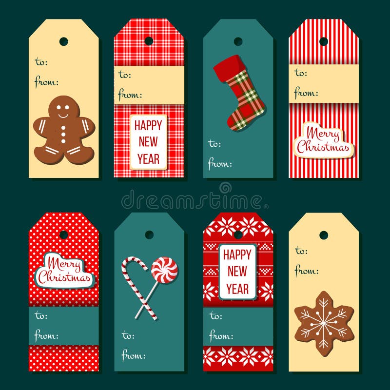 Etiquetas de la Navidad Sistema de etiqueta divertido de la Navidad stock de ilustración Etiquetas de la Navidad Sistema de etiqueta divertido de la Navidad stock de ilustración