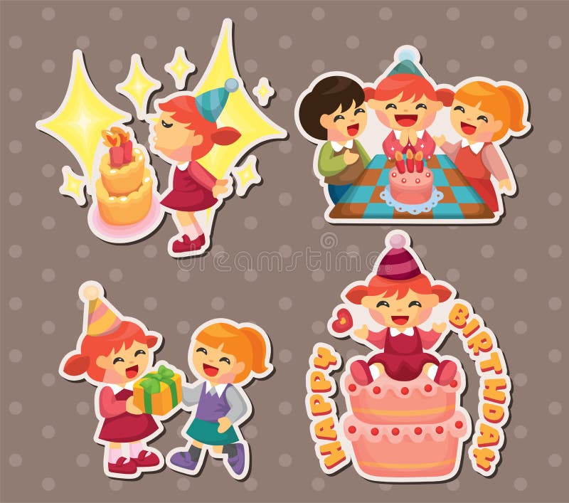 Autocolantes de aniversário ilustração stock