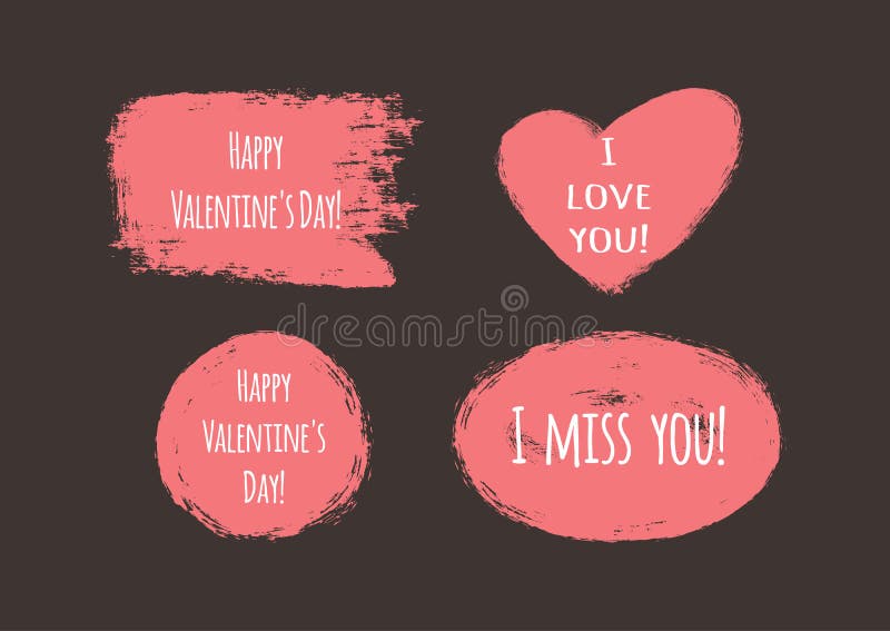 Etiquetas do Grunge com o dia feliz do ` s do Valentim do ` do texto! `, ` eu te amo! `, ` eu falto-o! ` ilustração stock Etiquetas do Grunge com o dia feliz do ` s do Valentim do ` do texto! `, ` eu te amo! `, ` eu falto-o! ` ilustração stock