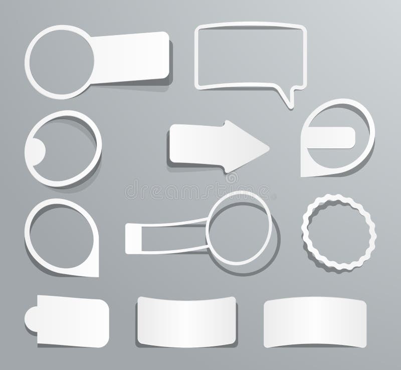 Etiquetas do papel da coleção sob a forma das etiquetas Elementos do projeto ilustração stock Etiquetas do papel da coleção sob a forma das etiquetas Elementos do projeto ilustração stock