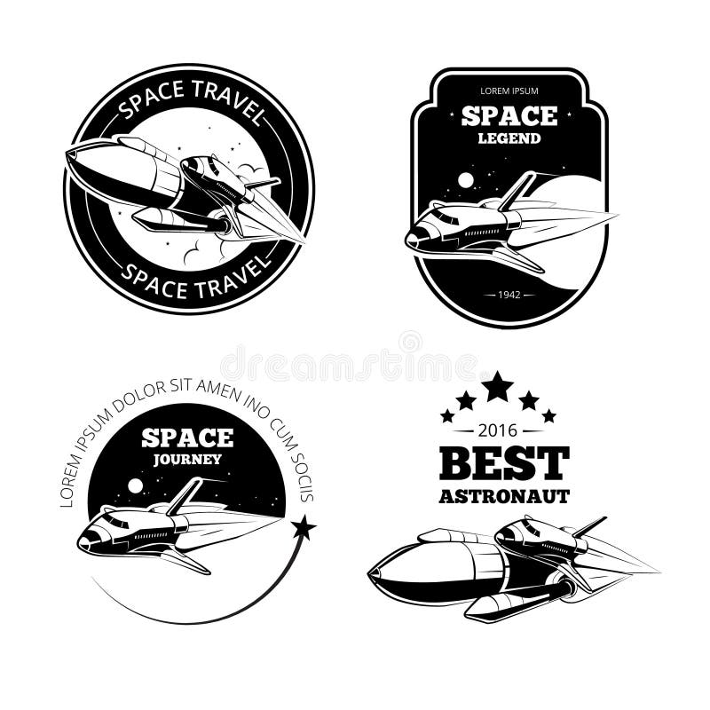 Etiquetas do vetor do astronauta do vintage, emblemas dos crachás ilustração do vetor Etiquetas do vetor do astronauta do vintage, emblemas dos crachás ilustração do vetor