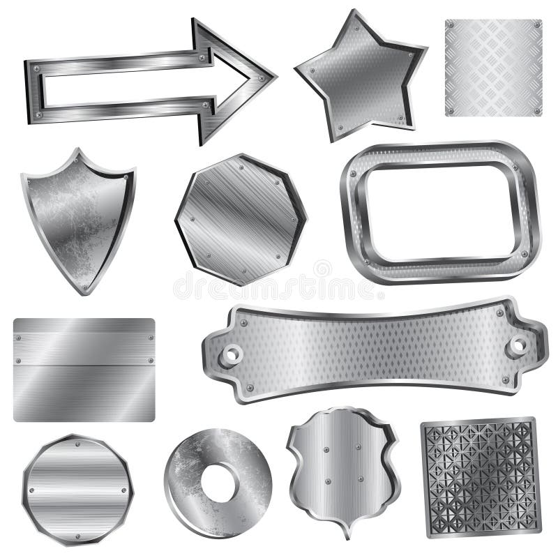 Etiquetas e emblemas prateados brilhantes ilustração stock