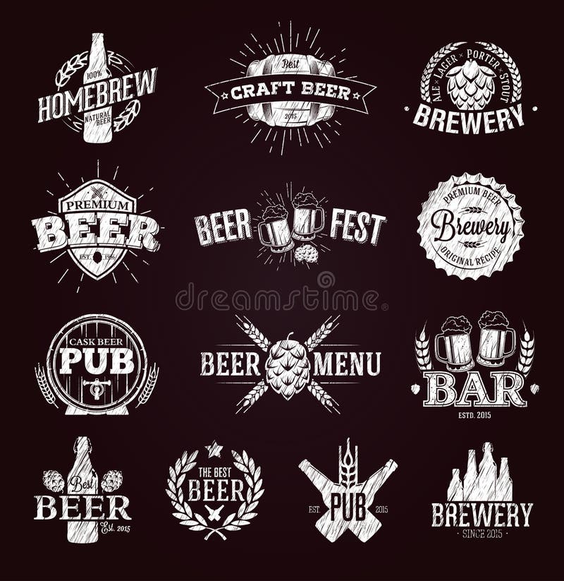 Etiquetas e logotipos tipográficos da cerveja