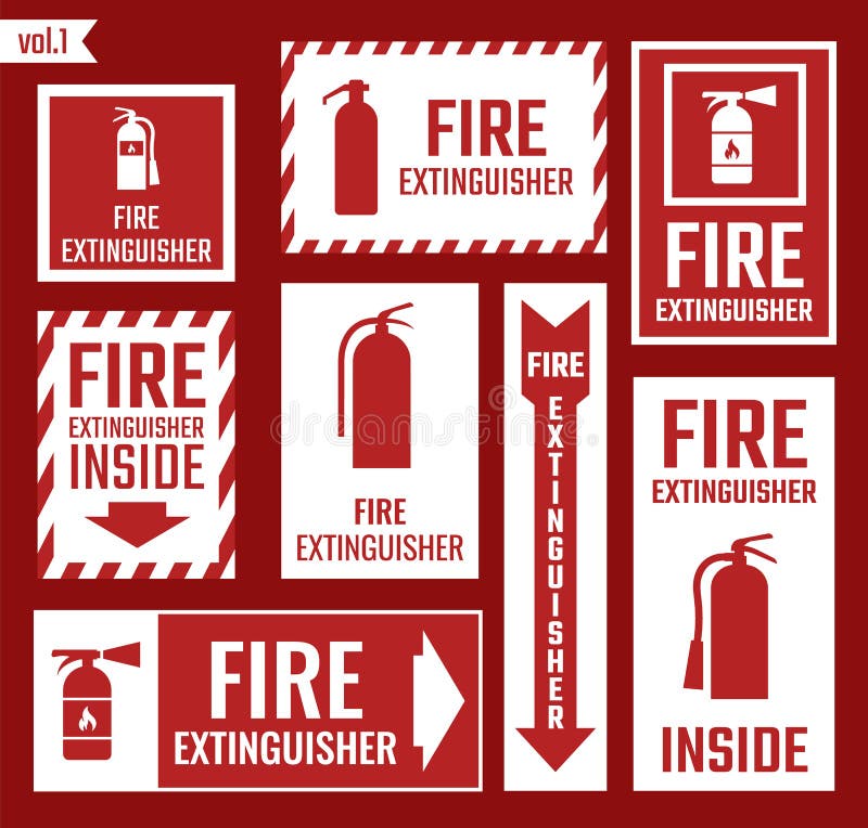 Etiquetas e sinais do extintor ilustração royalty free Etiquetas e sinais do extintor ilustração royalty free